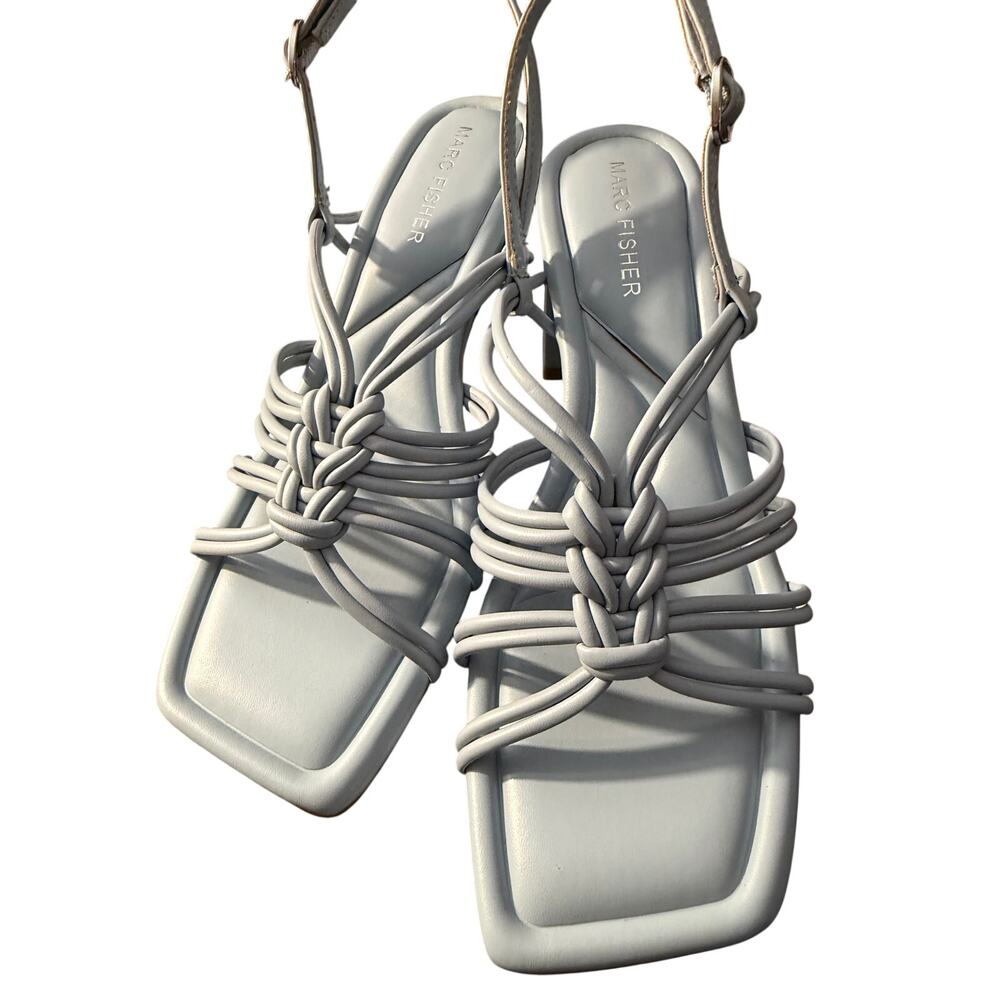 NEW Marc Fisher Women's Magnify 2 Open Toe Block Heel Sandals Powder Blue Size 8 - Picture 4 of 12
